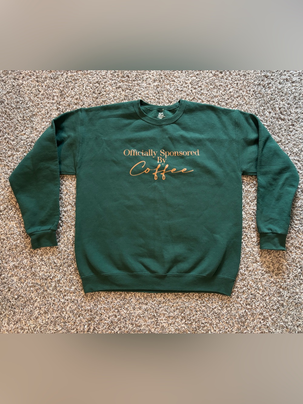 Crew neck Green/Gold Officially Sponsored by Coffee Sweater Large